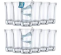 Vilde Vasos de chupito de cristal pequeños vasos de licor transparentes, aptos para lavavajillas, base gruesa, para fiestas, festivales, tequila, ouzo, vodka, 40 ml, 12 unidades