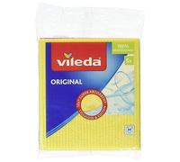 Vileda Original-Paño Unidades, 5 paños de Esponja ondulados a Rayas para Superficies Lavables, celulosa de algodón, Limonero, 240 x 190 x 28, 5