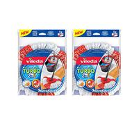Vileda 157575 Easy Wring and Clean, Turbo 2 en 1, Mopa Microfibra cabeza, Rojo, Pack de 2, 16.5 x 30 x 22 cm