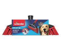 Vileda 159821 Escoba de Goma para Interior y Exterior, Resistente, Goma y Caucho, Apta para Pelo de Animal y Cabello, Rojo/Negro, 34 x 13,5 x 4 cm