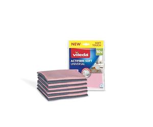 Vileda Actifibre Soft Universal, Bayeta Multiusos de Microfibra | 100% microfibra | Limpieza sin marcas | Muy absorbente | Lavable a 60 °C | Rosa claro y gris | Tacto suave