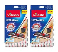 Vileda Almohadillas de microfibra de repuesto UltraMax 1-2 rociadores, microfibra, color blanco, paquete de 2