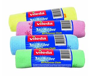 Vileda Bayeta de Limpieza de Microfibras MultiRollo, Microfibras, Multicolor, 5x17x5 cm, 4 Unidades