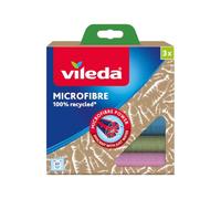 Vileda - Bayeta de microfibras recicladas, 100% microfibras, 3 bayetas hechas de botellas PET recicladas, multicolor