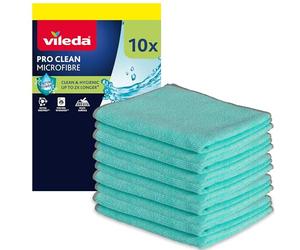 Vileda Bayetas de Microfibra ProClean con Enzimas Activas, Pack de 10 | Microfibra | Lavable a máquina hasta 60 °C | Tratamiento enzimático | Tamaño grande | Color gris y azul
