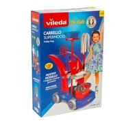 Vileda, Carro para el hogar Maxi, 7 Piezas, Carro de Modelo Grande, Escoba, Pala, Cuero, Escoba con Flequillos, matapete y Pajo, Reproducción Productos Marca, Juguetes para Niños a Partir de 3 Años,