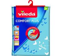 Vileda Comfort Plus Telo da Stiro, Copriasse da Stiro Universale, Triplo Strato di Cotone, Mollettone e Spugna Assorbente, Blu, 110 - 130 x 30 - 45 cm