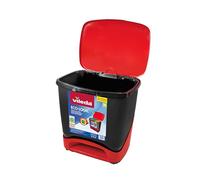 Vileda Cubo Ecologic - Cubo de Basura ecológico Especial para Reciclaje, múltiples Combinaciones, Capacidad de 39 litros, Sin separadores, Color Rojo y Negro, 435x340x435 mm