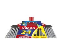 Vileda Escoba 2En1 Clásica Roja Negra Con Cepillos Grises