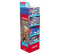Vileda Expositor Gama Pet Pro - Kit Profesional Limpieza Mascotas: Toallas MF, Rodillo, Cepillo, Mopa Flip Mop (Ref. 77757, 77756, 77754, 77753, 77689, 77640) - 73 Unidades