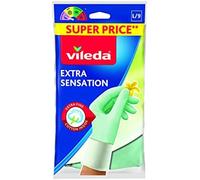 Vileda extra sensation guantes de limpieza verde algodón, látex 1 pi