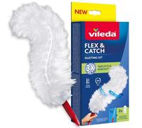 VILEDA Flex & Catch Herramienta para edredones/plumeros con 2 recambios, eliminación de Polvo en 360°, Mango Fijo Corto, edredón de Microfibra Suave, Captura hasta 3 Veces más Polvo.