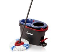 Vileda H2PrO - Sistema de Fregona Giratoria con Cubo de Doble Cámara | Escurrido con pedal | Separación de agua limpia y sucia | Cabezal triangular de microfibra | Diseño ergonómico | Color gris