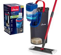Vileda H2Pro Sistema de mopa Plana | Separación de Agua Limpia y Sucia | Manejo con una Sola Mano | Almacenamiento Compacto | Palo ergonómico | Microfibra de Alta absorción | Color Gris y Azul