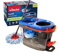 Vileda H2PrO Spin mop, Sistema de fregado, Doble depósito de separación de Agua, Escurrido sin Esfuerzo, Limpieza con Microfibra, Manos Libres, Diseño ergonómico, Color Gris Rojo y Azul