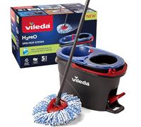 Vileda H2PrO Spin Sistema de mopa, Doble cámara de separación de Agua, Escurrido sin Esfuerzo, Limpieza con Microfibra, Manos Libres, Diseño ergonómico