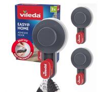 Vileda Juego de 3 ganchos adhesivos - Ganchos autoadhesivos y fuertes hasta 3 kg - Gancho de pared versátil autoadhesivo para baño, cocina y hogar - Fácil instalación sin taladrar