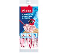 Vileda - Super Mocio Microfibre et Power - Recharge/Tête de Balai Serpillère à Franges (Sans le Manche) - Ultra absorbant et dégraissant - Fibres Rouges et Blanches