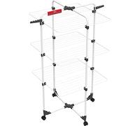Vileda Mixer 3 Tendedero vertical de torre de acero, 30 metros de espacio de tendido, 6 rejillas, soporte para ropa pequeña y perchas, dimensiones abierto 132 x 71 x 71 cm, color blanco