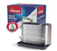 vileda Organizador de fregadero de acero inoxidable con soporte de esponja, práctico soporte para esponjas, cepillos y dispensador de jabón, ahorra espacio y no se oxida, ayuda a organizar el trabajo