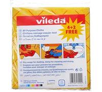 Vileda Paño multiusos de 4 + 2 piezas, limpieza potente, absorbente de agua, duradero, amarillo, 6 unidades por paquete
