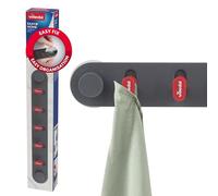 Vileda Barra de ganchos adhesivos para cocina y baño - 5 ganchos extra resistentes - Carga máxima 5 kg - Ganchos de plástico sin taladrar - Ideal para cocina, baño y casa - Cuelga paños
