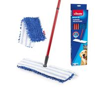 Vileda Pet Pro Flip Mopa, Recoge 3 Veces más Pelo de Mascotas | 2 en 1, Doble Cara para una Limpieza Versátil, Limpieza en Seco y en Húmedo | Llega a Las Esquinas | Recambio Lavable a Máquina