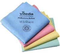 Vileda Professional Bayeta PURmicro Active Colores, Bayetas De Microfibra para Limpieza Segura por Zonas, Pack 4 Unidades