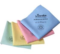 Vileda Professional Bayeta PURmicro Active Colores, Bayetas De Microfibra para Limpieza Segura por Zonas, Pack 4 Unidades