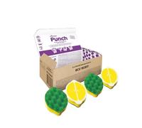 Vileda Punch Estropajo con Esponja Flexible, Pack de 4, Aroma Limón | Capa abrasiva que no raya | Fragancia activada al apretar | Apto lavavajillas | Uso en cocina, baño y exterior