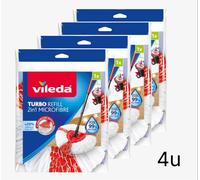 Vileda Recambio Turbo | Compatible con Todos los Sistemas Turbo de Vileda I Apto para Todo Tipo de Suelos Duros I Elimina el 99% de Las bacterias Solo con Agua I Pack Doble |Color Blanco y Rojo PACK