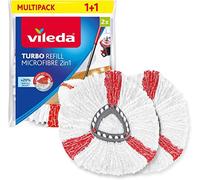 Vileda Recambio Turbo,Compatible con Todos los Sistemas Turbo de Vileda I Rendimiento Extra I Apto para Todo Tipo de Suelos Duros I Elimina el 99% de Las bacterias Solo con Agua I Pack Doble