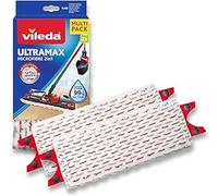Vileda UltraMax Recambio para Escoba Plana, Microfibra, Blanco/Rojo, 2 Unité (Lot de 1)