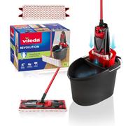 Vileda Revolution Box - Sistema de limpieza con cubo y placa plana 2 en 1 de microfibra, mango de 3 piezas, ideal para todo tipo de suelos,