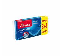 Vileda - Set de 3 estropajos Fibra UltraFresh No Raya con Tratamiento antibacterias, tamaño 21 x 11.5 x 2.7 cm, 3 Unidades