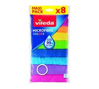 Vileda - Set de 8 bayetas Microfibras Colors- 30 x 30 cm- 8 unidades