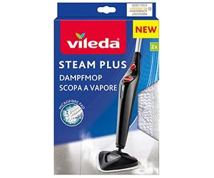 Vileda Steam Plus - Almohadillas de recambio para fregona, microfibra, fácil de colocar, duraderas, color blanco (2 por paquete)