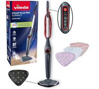 Vileda Steam Plus Pro Compact Limpiador a Vapor | Elimina hasta el 99,9% de las bacterias y virus | Para suelos sensibles | 4 niveles de vapor | Soporte de almacenamiento | Envase ecológico