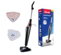 Vileda Steam PLUS + Recambio Power Pad, Mopa a vapor para una limpieza más higiénica, elimina el 99,9% de bacterias, óptima para alfombras y moquetas, apto par todo tipo de suelos