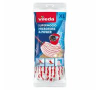 Vileda - Super Mocio Microfibre et Power - Recharge/Tête de Balai Serpillère à Franges (Sans le Manche) - Ultra absorbant et dégraissant - Fibres Rouges et Blanches