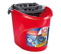Vileda SuperMocio - Cubo de fregona con escurridor de torsión súper fácil, color rojo