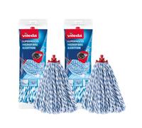 Vileda SuperMocio - Recambio de Microfibra y algodón, 2 Unidades, Repuesto para mopa SuperMocio de Microfibra y algodón, se Adapta a Todas Las mopas SuperMocio, Cabezal de fregona auténtico,