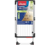 Vileda Surprise Tendedero Extensible de acero y aluminio, espacio de tendido de 11 hasta 20 metros, soporte para artículos pequeños, medidas abierto 110-187 x 61 x 94 cm, color blanco