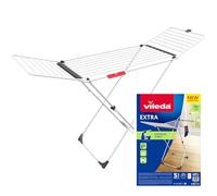 Vileda Tendedero Plegable Extra de Aluminio, Patas en X, 20 m, Varillas XL | Aluminio y acero | 20 m de tendido | Tubos 5 veces más resistentes | Ruedas | Soporte para calcetines | Plegable