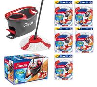 Vileda Turbo EASYWORLD Anillo & Clean Juego completo, cubo con Fregona y Power Plus centrifugado 5 x cabezal de repuesto Turbo
