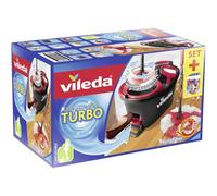 Vileda EasyWring & Clean Komplett Set + Turbo Ersatzbezug EWC-Juego Completo de Caja y Repuesto, Metal, Rojo y Gris, 48,6 x 29,6 cm
