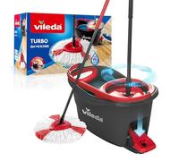 Vileda Turbo Juego de Cubo de fregona para Suelos giratoria con Pedal - Mango telescópico 85-123 cm - Cabezal de Microfibra 2 en 1 - Love it Clean - Embalaje sostenible