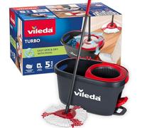 Vileda Turbo Set de Fregona con Cubo y Escurridor Giratorio Activado con Pedal | Palo telescópico de 65 a 131 cm | | Recambio de Microfibra | Limpieza Profunda con Menos Esfuerzo