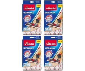 Vileda Ultramax Ultramax - Juego de 4 Fundas de Repuesto para mopa Ultramat, Microfibra, para Todos los Suelos Duros, Apto para lavadoras, Paquete de Ahorro de 4 Unidades