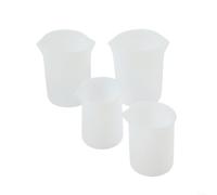 Vilgftyiet 4 tazas de silicona resistentes al calor, cuencos medidores semitransparentes con boquilla de vertido para chocolate y mantequilla, herramientas de cocina fáciles de limpiar para hornear